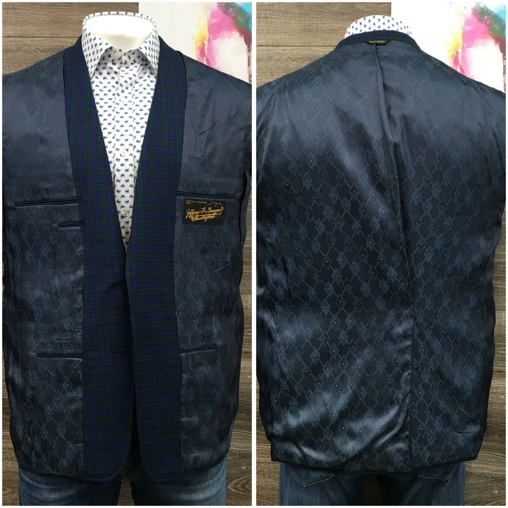 VINTAGE Mens Bespoke Blazer Sport Coat Casual‎ Jacket Size 44R Wool Suit USA